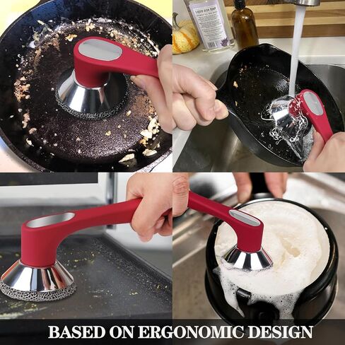 Cast Iron Scrubber with Good Grip Handle- Welded Fine Chain Mail Scrubber Cast Iron Brush- Metal Chainmail Scrubber Cast Iron Cleaner to Clean Cast Iron Skillet, Dishes, Griddle, Wok, Dutch Oven in Kuwait