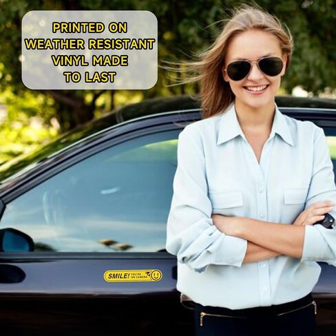 8pcs ابتسم أنت على ملصق الكاميرا ، ملصق لافتة مراقبة الفيديو المضاد للمادة المتينة للسيارة للسيارة ، علامة كاميرا الأمان للمنزل ، الأعمال ، السيارات والنافذة （5 "× 1"） in Kuwait