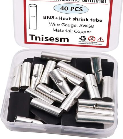 Tnisesm 240 Pcs 26-22 AWG Gauge Non Insulated Butt Connectors, Butt Splice Wire Connectors, Electrical Wire Seamless Uninsulated Butt Connectors Crimp Ferrule Terminals BN0.5 in Saudi Arabia