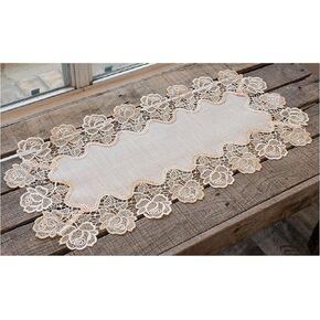 Beige Rose Lace Table Runner ، وشاح خزانة الملابس ، سحر Vitage (15Wx35L)
