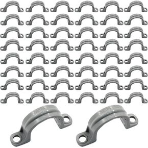 12 PCS رمادي 1 1/2 بوصة أحزمة أنابيب PVC PVC Conduit Clamps مشابك أنابيب ، 2 ثقوب PVC قوس التثبيت للأنابيب PVC قناة وكابلات