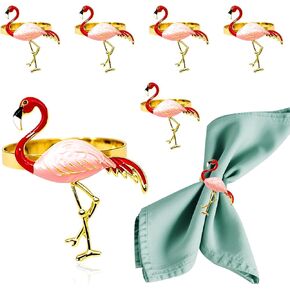 Pink Flamingo Napkin Rings Set of 8 Metal Napkin Holder for Christmas Thanksgiving Halloween Wedding Summer Dinner Party Table Decoration Cake Decorations