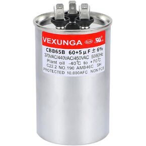 مكثف AC 80+5 UF 80/5 MFD 370 أو 440 أو 450 VAC CBB65B المكثفات بدء التشغيل المزدوج لمحرك مكيف الهواء أو مروحة ضاغط أو مكثف بشكل مستقيم بارد in Kuwait