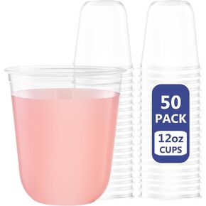 Wellife 12 Oz أكواب بلاستيكية شفافة ، 100 قطعة من أكواب النبيذ التي يمكن التخلص منها كوكتيل كوكتيل كوكتيل لكمة لمستلزمات الحفلات الباردة ، عيد الفصح ، عيد الحب