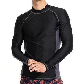 Actleis Men's Long Sleeve Rash Guard, UPF50+ UV Sun Protection Swimming Shirts Quick Dry Surf Tee