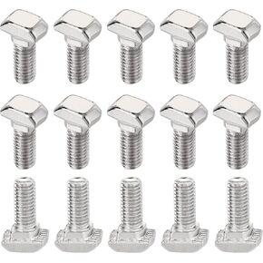 M6 x 16mm T-Slot Drop-in Stud Sliding Bolts, Carbon Steel Hammer Head Bolt T Screw, T-Bolt T Shape Stud Sliding Screw for 30 Series Aluminum Profile, 25PCS in Kuwait