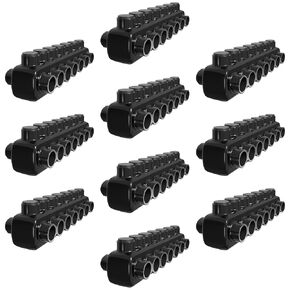 (Pack of 10) OhLectric Multi Cable Connectors with 7 Wire Ports - Dual Entry Polaris Connector - Black Insulated Vinyl Coated Wire Connectors - Aluminum Connector for CU9AL Wires