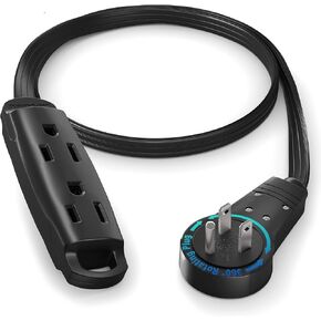 Maximm 360 درجة التناوب سلك التمديد المسطح 6 أقدام متعددة 3 مخرج سلك الأساس 16 AWG UL معتمد ، أبيض