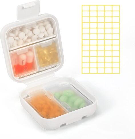 Dynippy Daily Pill Organizer 5 مقصورات رطوبة محمولة مقصورة صغيرة لحبة الحبة لمحفظة جيب سفر حبوب منع الحمل مربع محمولة الحاوية زيت زيت فيتامين (الوردي) in Kuwait