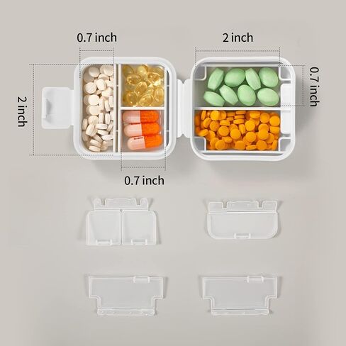 Dynippy Daily Pill Organizer 5 مقصورات رطوبة محمولة مقصورة صغيرة لحبة الحبة لمحفظة جيب سفر حبوب منع الحمل مربع محمولة الحاوية زيت زيت فيتامين (الوردي) in Kuwait