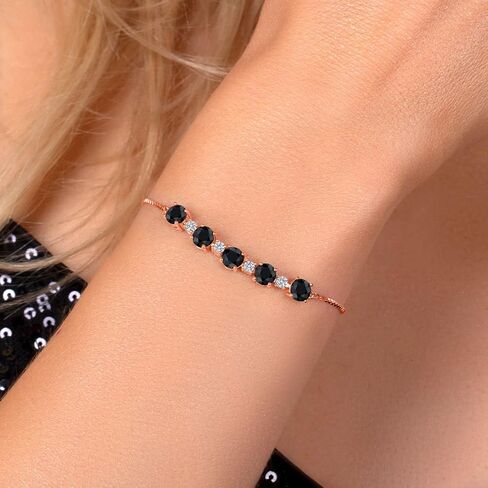 Gem Stone King 18K Rose Gold Plated Silver Brown Smoky Quartz and White Lab Grown Diamond Tennis Bracelet For Women (2.76 Cttw, Fully Adjustable Up to 9 Inch) in Saudi Arabia