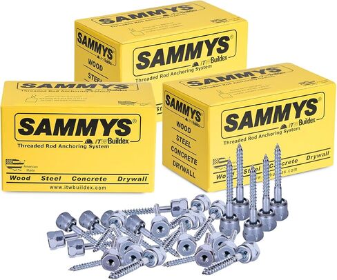 Everflow 8068925-25 GST 20-SS 3/8" Vertical Threaded Rod Anchor Designed for Wood, Steel Zinc Finish, 1/4 x 2 Screw Length (25 Pack), Pack of 25, 25 Piece in Kuwait