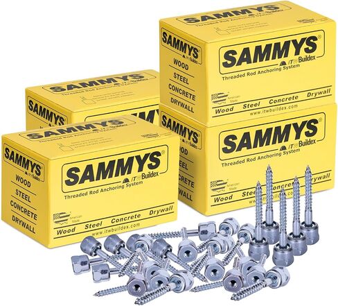 Everflow 8068925-25 GST 20-SS 3/8" Vertical Threaded Rod Anchor Designed for Wood, Steel Zinc Finish, 1/4 x 2 Screw Length (25 Pack), Pack of 25, 25 Piece in Kuwait