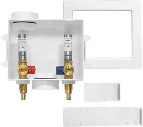 صندوق منفذ الغسالة ، وصرف مركزي/تصريف جانبي ، 1/2 بوصة PEX Crimp Inlet x 3/4 بوصة MHT Connection ، صندوق منفذ غسالة الغسيل in Kuwait