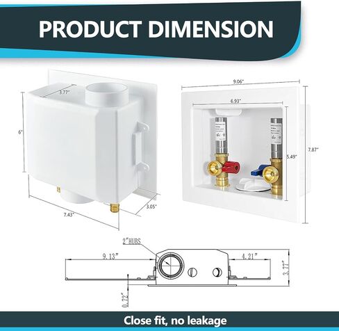 صندوق منفذ الغسالة ، وصرف مركزي/تصريف جانبي ، 1/2 بوصة PEX Crimp Inlet x 3/4 بوصة MHT Connection ، صندوق منفذ غسالة الغسيل in Kuwait