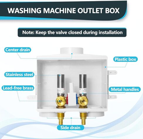 صندوق منفذ الغسالة ، وصرف مركزي/تصريف جانبي ، 1/2 بوصة PEX Crimp Inlet x 3/4 بوصة MHT Connection ، صندوق منفذ غسالة الغسيل in Kuwait