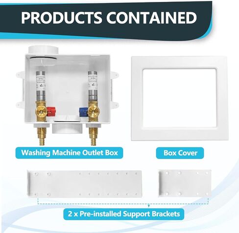 صندوق منفذ الغسالة ، وصرف مركزي/تصريف جانبي ، 1/2 بوصة PEX Crimp Inlet x 3/4 بوصة MHT Connection ، صندوق منفذ غسالة الغسيل in Kuwait