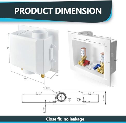 صندوق منفذ الغسالة ، وصرف مركزي/تصريف جانبي ، 1/2 بوصة PEX Crimp Inlet x 3/4 بوصة MHT Connection ، صندوق منفذ غسالة الغسيل in Kuwait