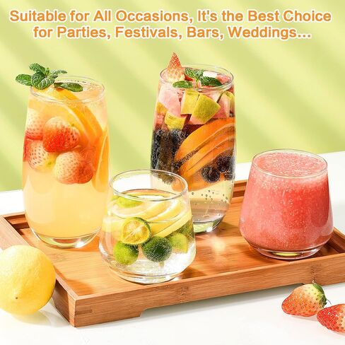Ribbed Glassware Set of 12,Glass Cups 12 oz and 7 oz,Fluted Glassware,Ribbed Drinking Glasses,Stackable Glasses,Ripple Glassware,Gift Box Set in Saudi Arabia