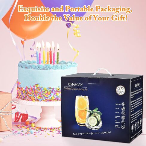 Ribbed Glassware Set of 12,Glass Cups 12 oz and 7 oz,Fluted Glassware,Ribbed Drinking Glasses,Stackable Glasses,Ripple Glassware,Gift Box Set in Saudi Arabia