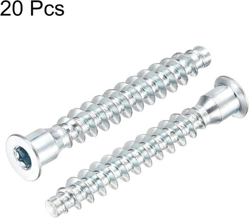 uxcell 20Pcs M7x30mm Hex Socket Countersunk Head Self Tapping Connecting Screws Carbon Steel Furniture Confirmat Screw, Silver in Saudi Arabia
