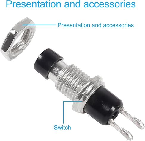 Momentary Push Button Switch 20pcs, Mini Push Button Switch 12V with Pre-soldered Wires, 7mm 1A 250V SPST Nomal Open ON Off 2 Pin Momentary Switch in Kuwait