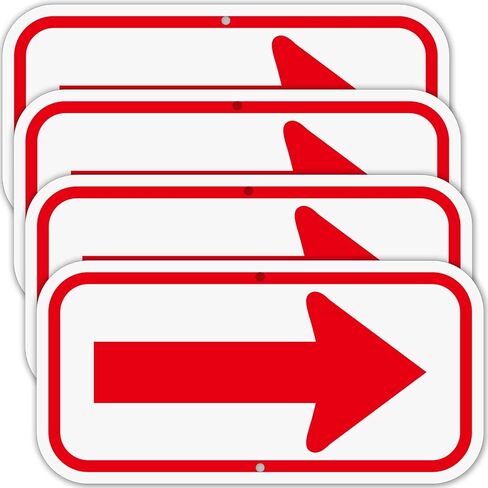 2 Pack Red Arrow Signs, 12x6 Inches Aluminum Reflective Arrow Sign, UV Protected, Durable, Weatherproof, Easy to Install, Indoor/Outdoor Use in Saudi Arabia