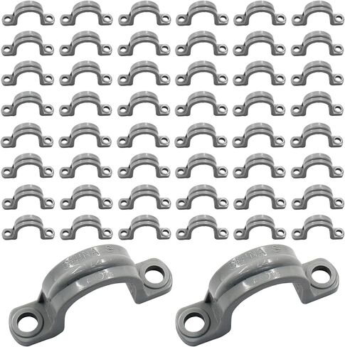12 Pcs Grey 1 1/2 Inch PVC Pipe Straps Conduit Clamps Pipe Clamps, 2 Holes PVC Pipe Mounting Bracket for PVC Pipe Conduit and Cables in Kuwait