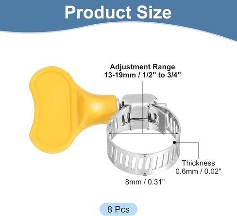 UXCELL 8PCS مقاوم خرطوم من الفولاذ المقاوم للصدأ مشبك خرطوم تروس الدودة ، 18-32 مم (11/16 "إلى 1-1/4") in Kuwait