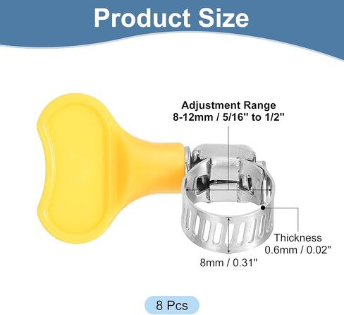 UXCELL 8PCS مقاوم خرطوم من الفولاذ المقاوم للصدأ مشبك خرطوم تروس الدودة ، 18-32 مم (11/16 "إلى 1-1/4") in Kuwait