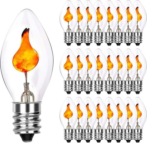 C18 Flicker Flame Bulb, Flame Shaped Bulb Dances with a Flickering Orange Glow, E12 Flame Candelabra Light Bulbs, 12 Pack in Kuwait