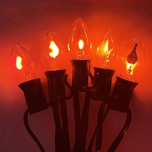 C18 Flicker Flame Bulb, Flame Shaped Bulb Dances with a Flickering Orange Glow, E12 Flame Candelabra Light Bulbs, 12 Pack in Kuwait