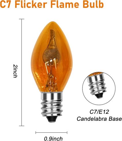 C18 Flicker Flame Bulb ، رقصات المصباح على شكل اللهب مع توهج برتقالي متخلف ، مصابيح L12 Flame Candelabra Light ، 12 Pack in Kuwait
