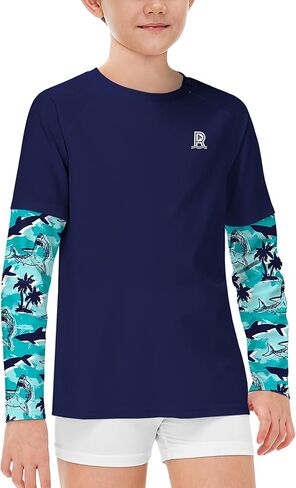 Remimi Unisex Kids Rash Guard SPF 50+ Long Sleeve Sun Shirt 3-12 Years in Kuwait