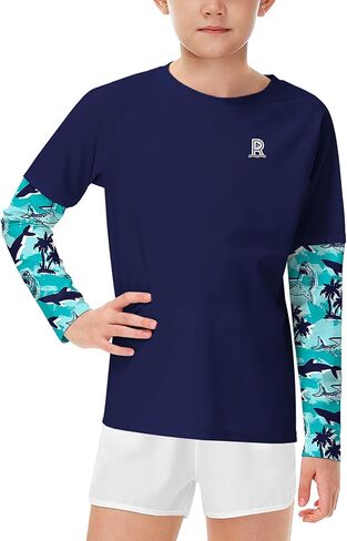Remimi Unisex Kids Rash Guard SPF 50+ Long Sleeve Sun Shirt 3-12 Years in Kuwait
