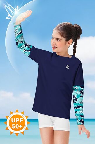 Remimi Unisex Kids Rash Guard SPF 50+ Long Sleeve Sun Shirt 3-12 Years in Kuwait