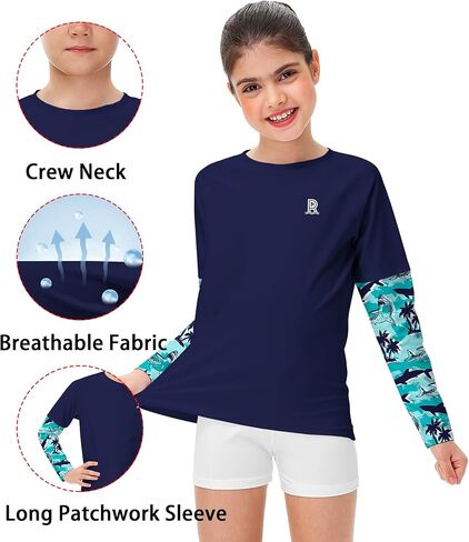 Remimi Unisex Kids Rash Guard SPF 50+ Long Sleeve Sun Shirt 3-12 Years in Kuwait