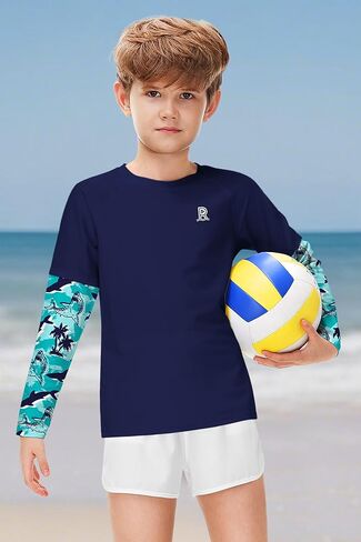 Remimi Unisex Kids Rash Guard SPF 50+ Long Sleeve Sun Shirt 3-12 Years in Kuwait