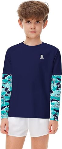 Remimi Unisex Kids Rash Guard SPF 50+ Long Sleeve Sun Shirt 3-12 Years in Kuwait