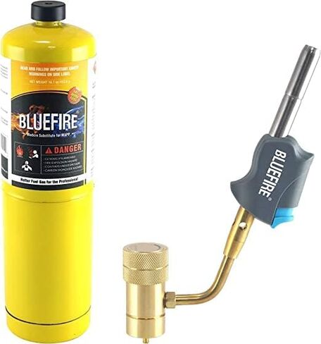 BLUEFIRE Hot Turbo High Intensity Swivel Torch Head,11695 BTU/hr Push Button Trigger Start, propane torch head Fuel by MAPP MAP PRO Propane Gas Cylinder Swirl Flame Gas Welding, Brazing Thawing Pipe in Kuwait
