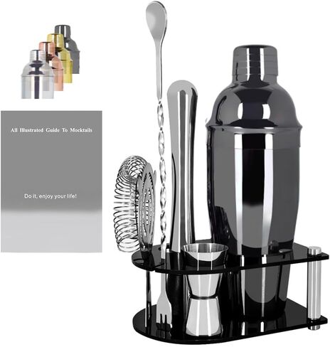كوكتيل شاكر نادل مجموعة: مجموعة بار من الفولاذ المقاوم للصدأ من 5 قطع ، مجموعة كوكتيل شاكر مع موقف ، مجموعة خلط المشروبات تشمل شاكر ، مصفاة ، jigger ، ملعقة خلاط البار ، Muddler (750 مل (25 أوقية)) in Kuwait