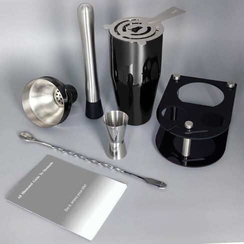 كوكتيل شاكر نادل مجموعة: مجموعة بار من الفولاذ المقاوم للصدأ من 5 قطع ، مجموعة كوكتيل شاكر مع موقف ، مجموعة خلط المشروبات تشمل شاكر ، مصفاة ، jigger ، ملعقة خلاط البار ، Muddler (750 مل (25 أوقية)) in Kuwait