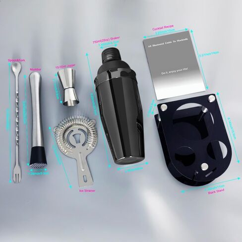 كوكتيل شاكر نادل مجموعة: مجموعة بار من الفولاذ المقاوم للصدأ من 5 قطع ، مجموعة كوكتيل شاكر مع موقف ، مجموعة خلط المشروبات تشمل شاكر ، مصفاة ، jigger ، ملعقة خلاط البار ، Muddler (750 مل (25 أوقية)) in Kuwait