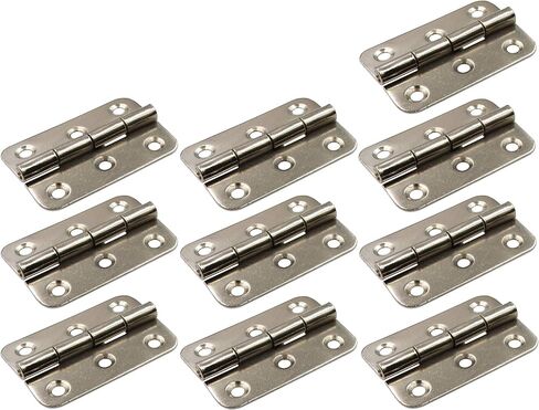 LBY 10pcs Folding Butt Hinges Silver Retro Butt Hinges, 2-Inch Folding Cabinet Gate Closet Door Hinge, Flat Butt Hinge Retro Small Hinge, Iron (White Nickel) in Kuwait