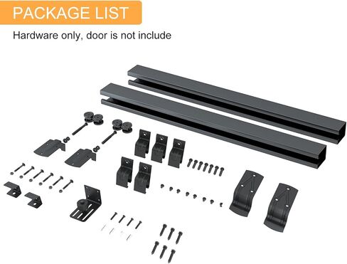 JUBEST 6FT Box Rail Exterior Barn Door Hardware Kit, Black Heavy Duty Sliding Barn Door Hardware, Wall Mount Barn Door Hardware(Doors NOT Include） in Kuwait