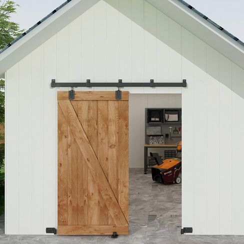 JUBEST 6FT Box Rail Exterior Barn Door Hardware Kit, Black Heavy Duty Sliding Barn Door Hardware, Wall Mount Barn Door Hardware(Doors NOT Include） in Kuwait