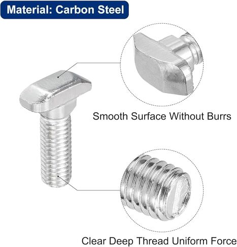 M6 x 16mm T-Slot Drop-in Stud Sliding Bolts, Carbon Steel Hammer Head Bolt T Screw, T-Bolt T Shape Stud Sliding Screw for 30 Series Aluminum Profile, 25PCS in Kuwait