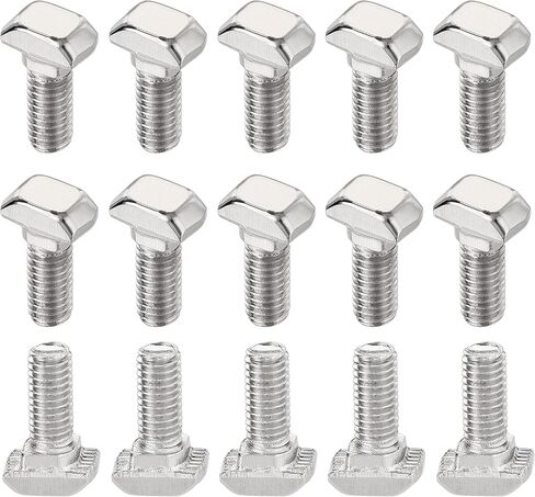 M6 x 16mm T-Slot Drop-in Stud Sliding Bolts, Carbon Steel Hammer Head Bolt T Screw, T-Bolt T Shape Stud Sliding Screw for 30 Series Aluminum Profile, 25PCS in Kuwait
