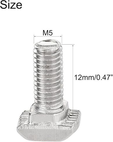 M6 x 16mm T-Slot Drop-in Stud Sliding Bolts, Carbon Steel Hammer Head Bolt T Screw, T-Bolt T Shape Stud Sliding Screw for 30 Series Aluminum Profile, 25PCS in Kuwait