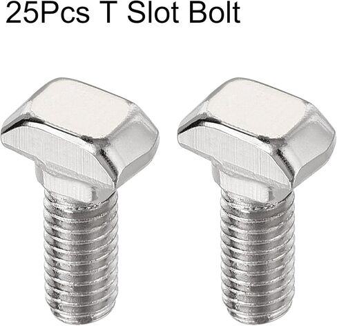 M6 x 16mm T-Slot Drop-in Stud Sliding Bolts, Carbon Steel Hammer Head Bolt T Screw, T-Bolt T Shape Stud Sliding Screw for 30 Series Aluminum Profile, 25PCS in Kuwait